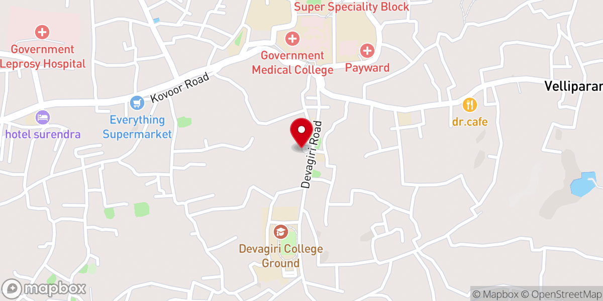 Map showing location of St Josephs Monastery Church, Devagiri