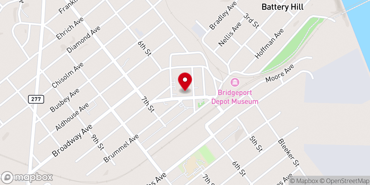 Map showing location of Bridgeport United Methodist Church