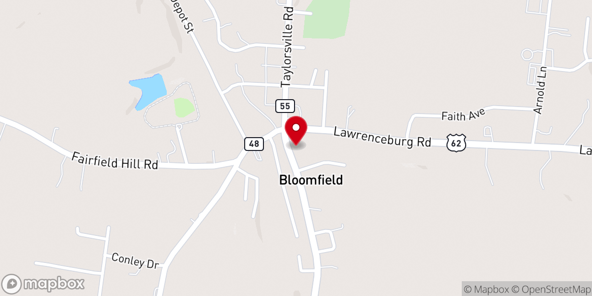 Map showing location of Bloomfield Baptist Church