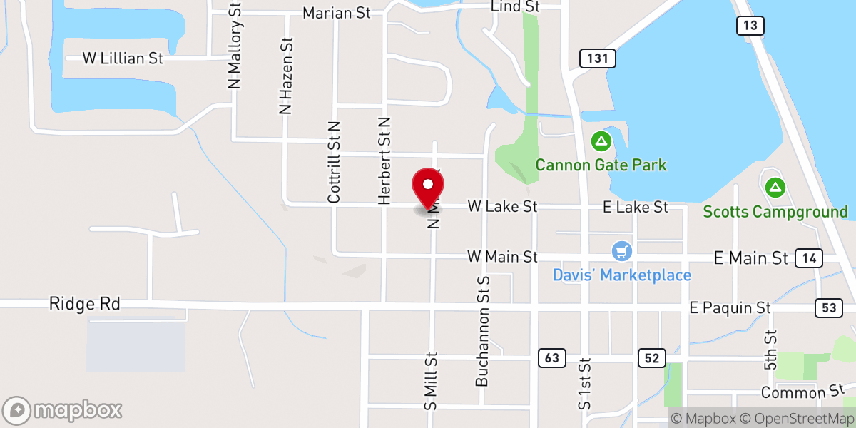 Map showing location of Trinity Lutheran Church