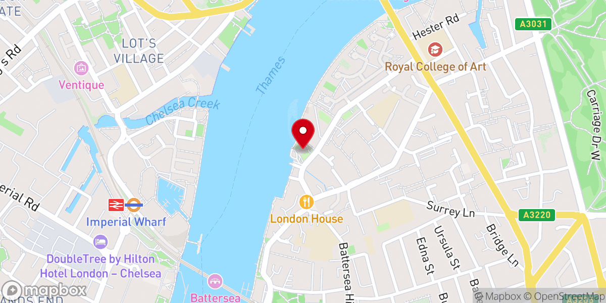 Map showing location of St Mary's Church, Battersea