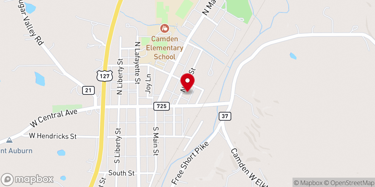 Map showing location of Camden Pentecostal Church