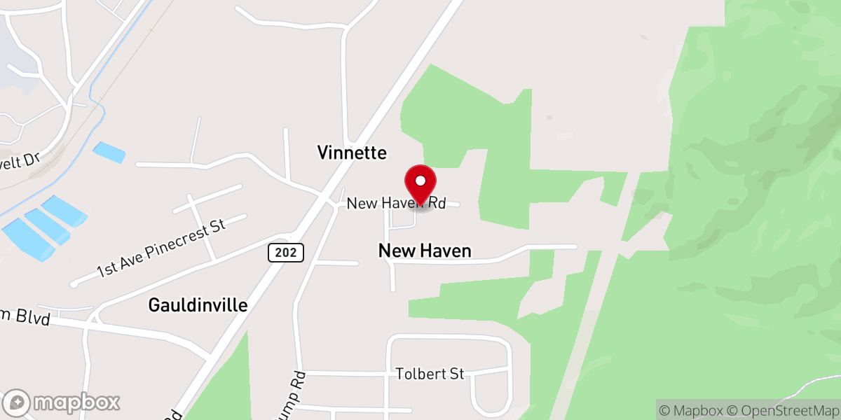 Map showing location of New Haven Baptist Church