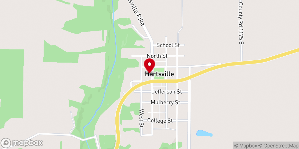 Map showing location of Hartsville Church of Christ