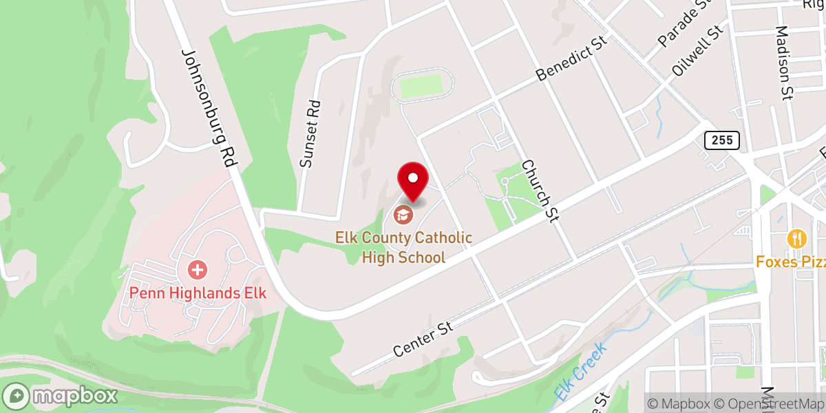 Map showing location of Elk County Catholic School System