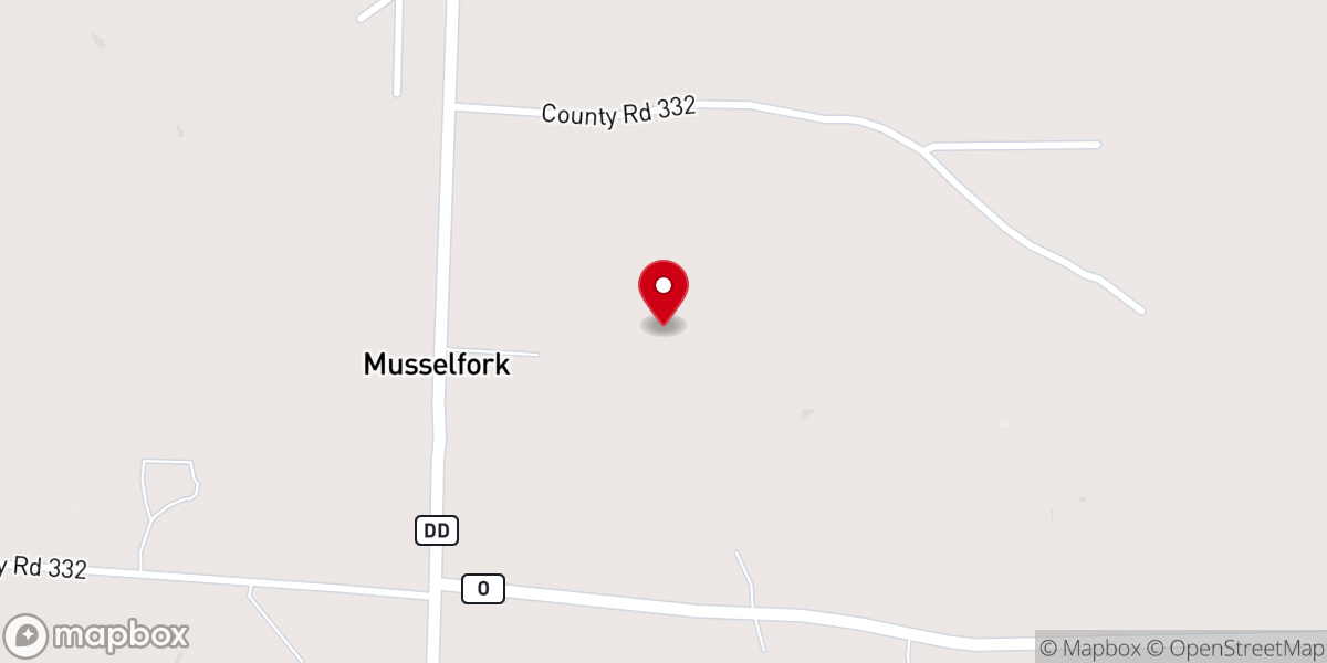 Map showing location of Musselfork Church