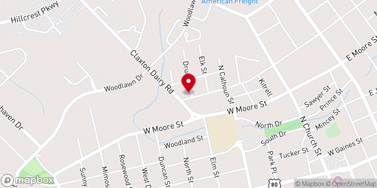 Map showing location of Williams Grove Baptist Church