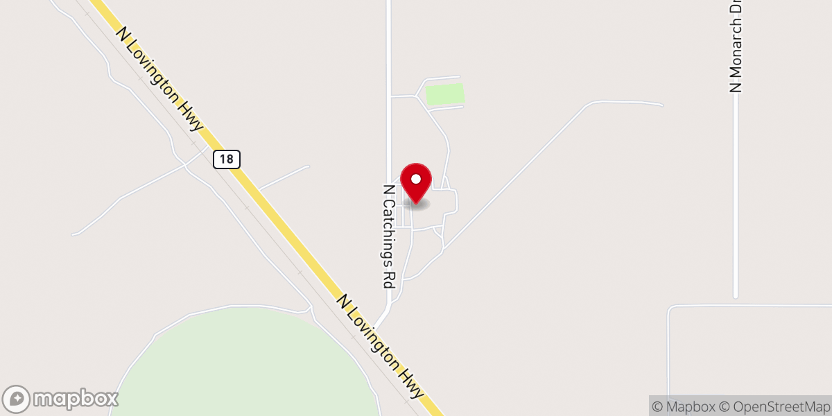 Map showing location of Cowboy Junction Church