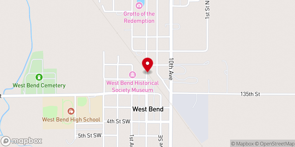Map showing location of West Bend
