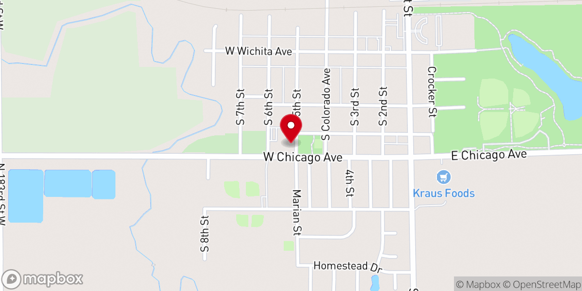 Map showing location of Sacred Heart Catholic Parish Office