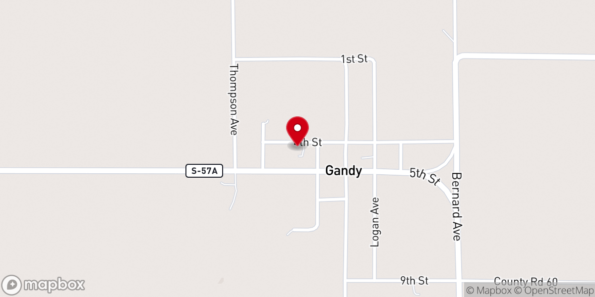 Map showing location of Gandy Community Bible Church