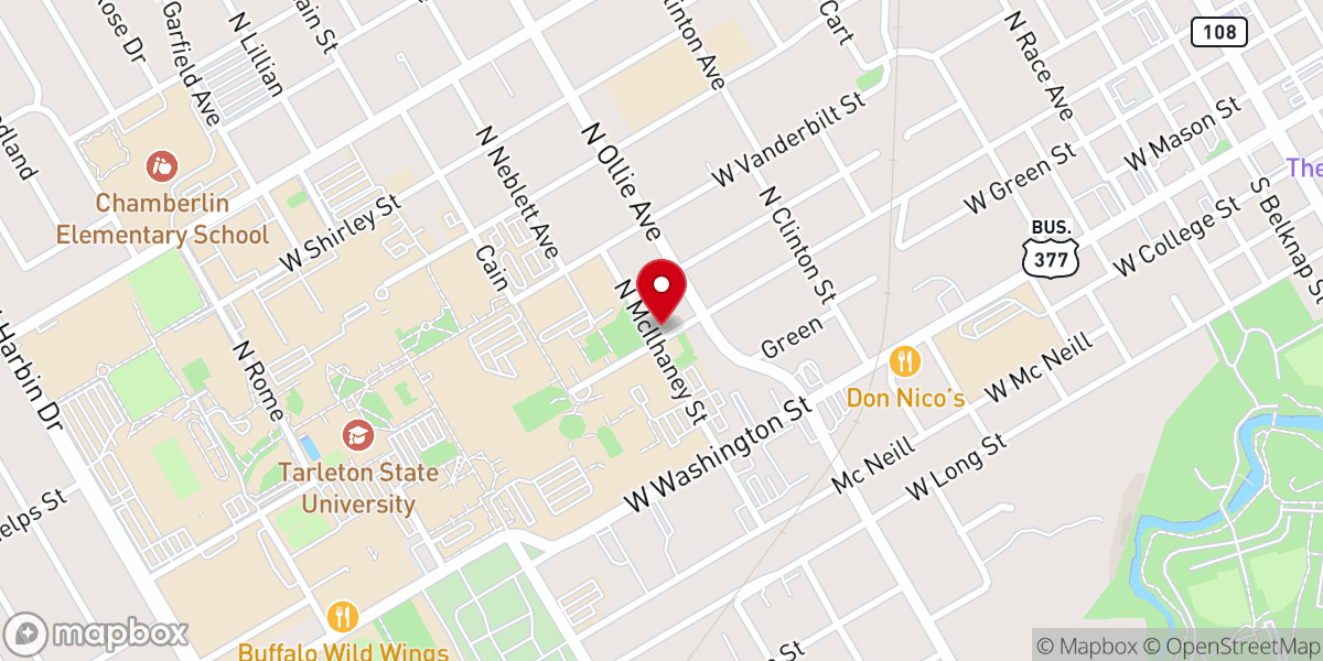 Map showing location of Tarleton State BSM