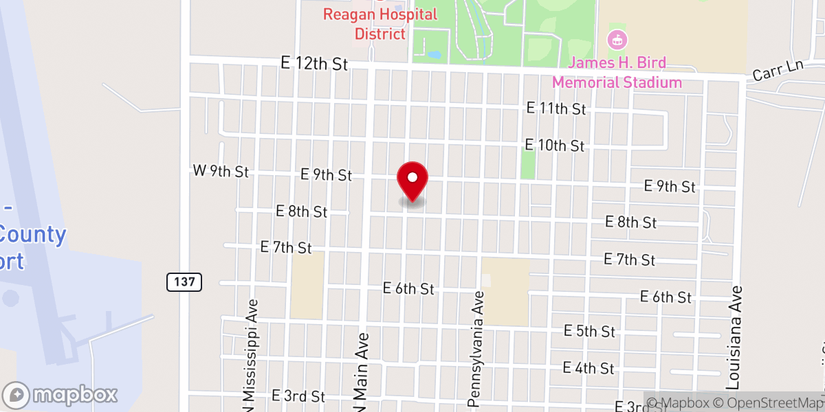 Map showing location of First Assembly of God