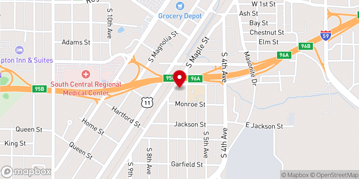 Map showing location of St Elmo Baptist Church