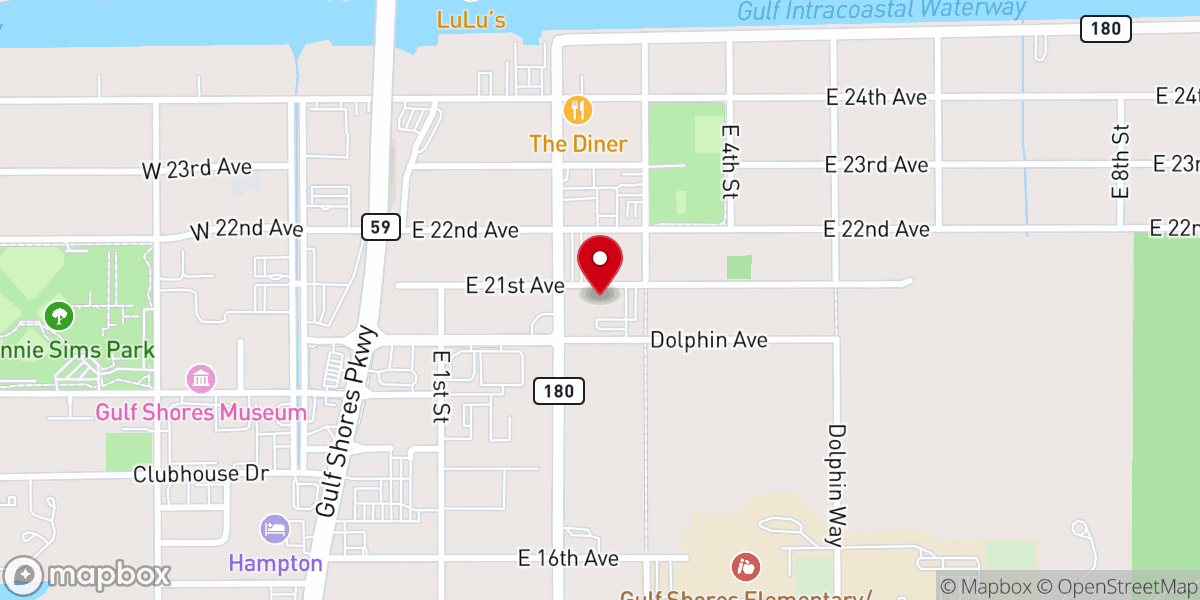 Map showing location of Gulf Shores Presbyterian Church