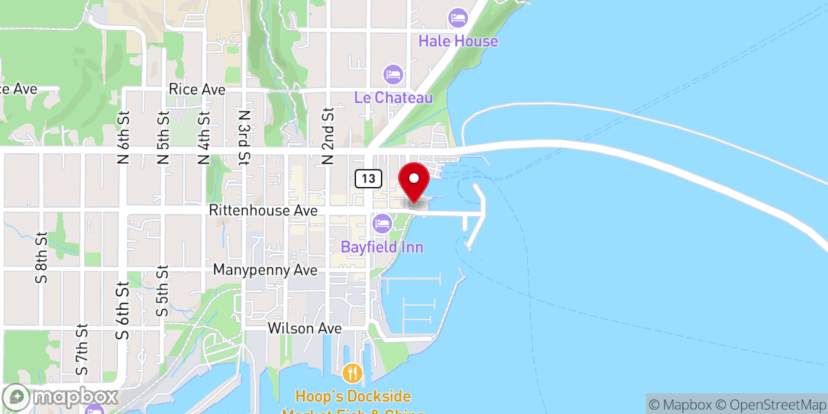 Map showing location of Apostle Islands Cruises
