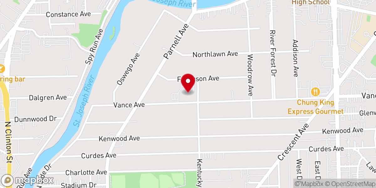 Map showing location of Heartland Church of Fort Wayne
