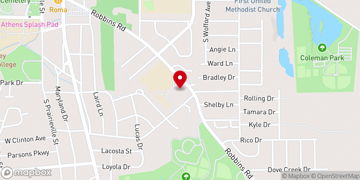 Map showing location of First Christian Church