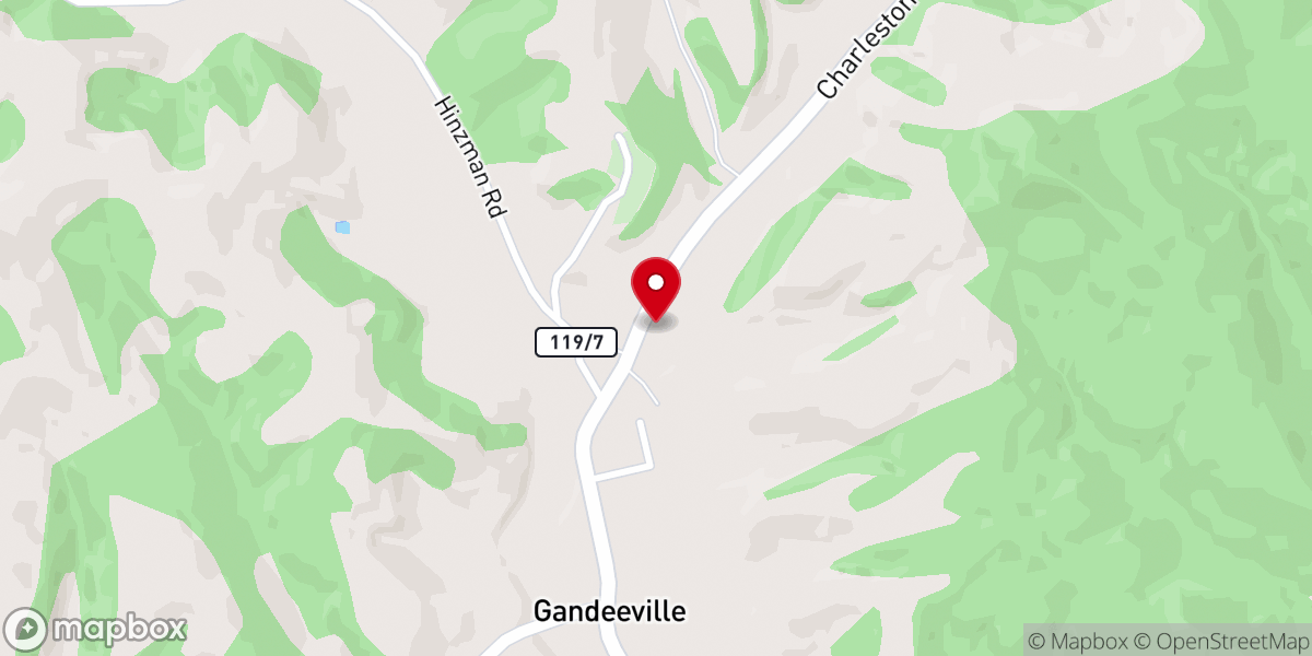 Map showing location of Gandeeville Community Church
