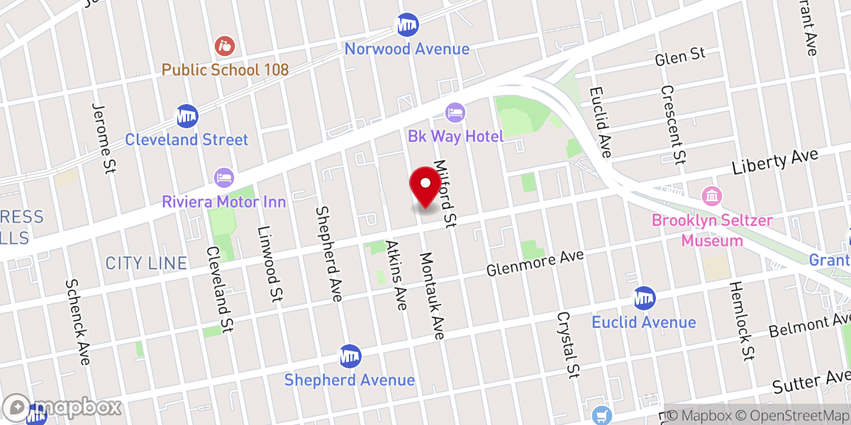 Map showing location of Iglesia de Dios de la Profecia, 87 Montauk Ave