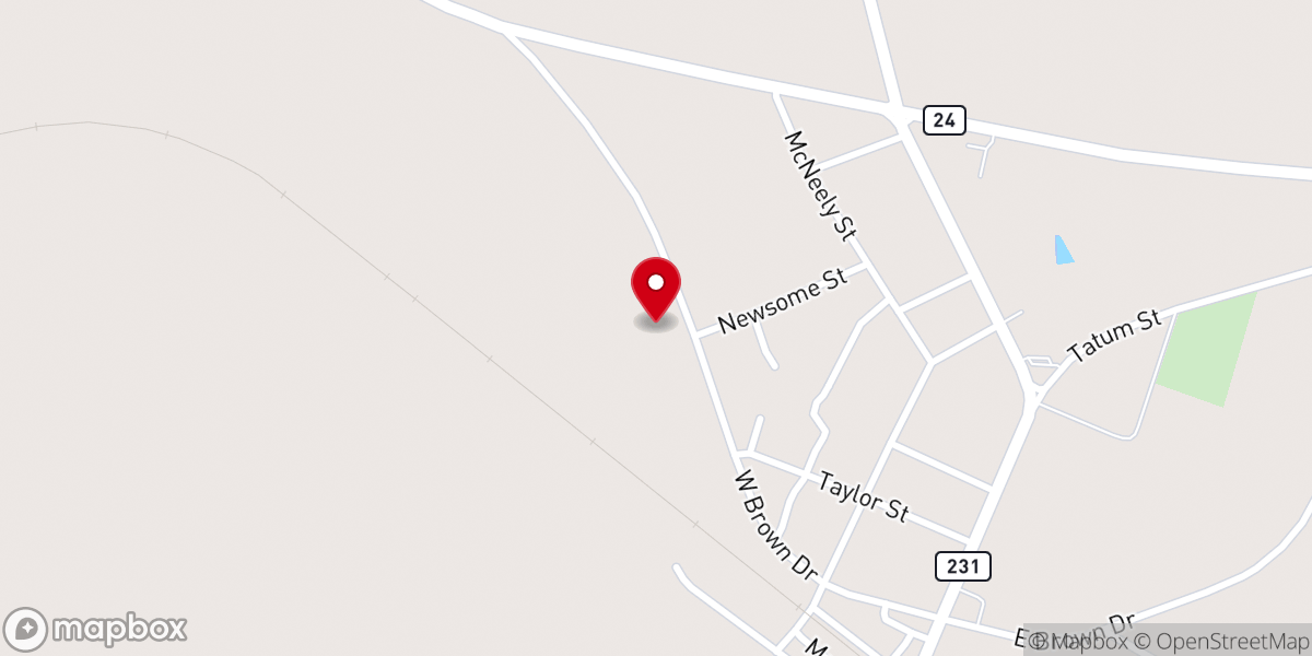 Map showing location of Browns Grove Church of God