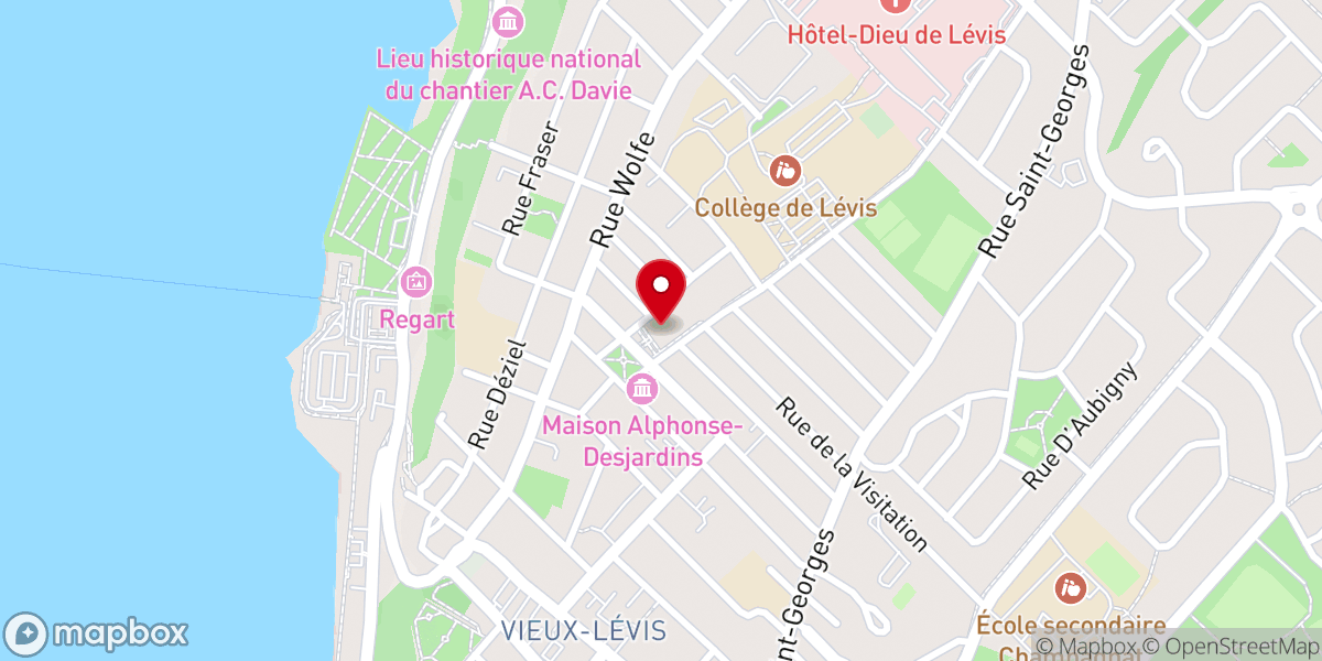 Map showing location of Our Lady of Victory Catholic Church, Saint-Joseph-de-Lévis Parish