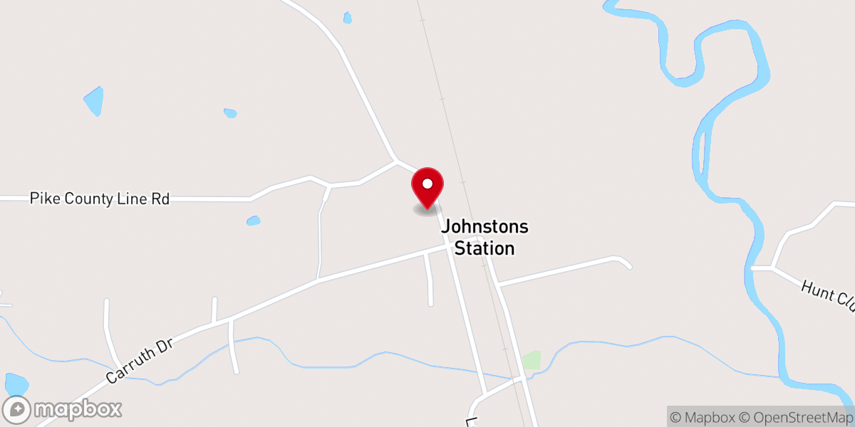 Map showing location of Johnston Station Baptist Church