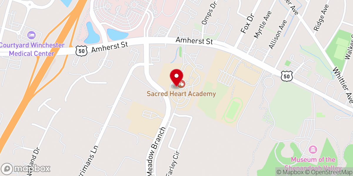 Map showing location of Sacred Heart Catholic Church
