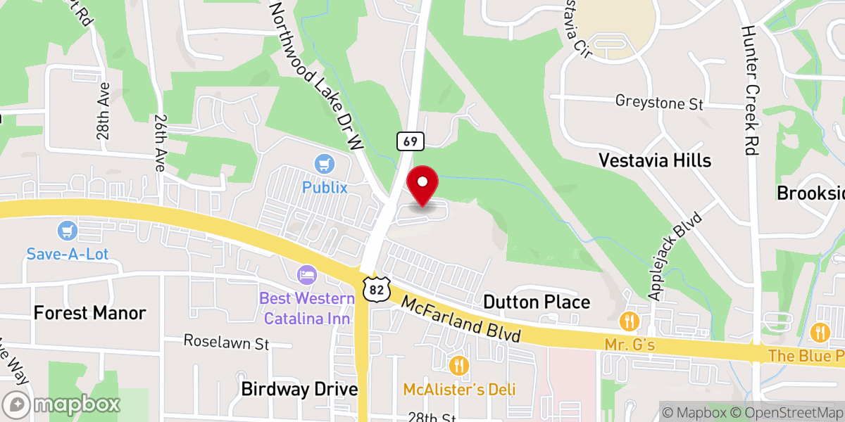 Map showing location of Northwood Hills Baptist Church