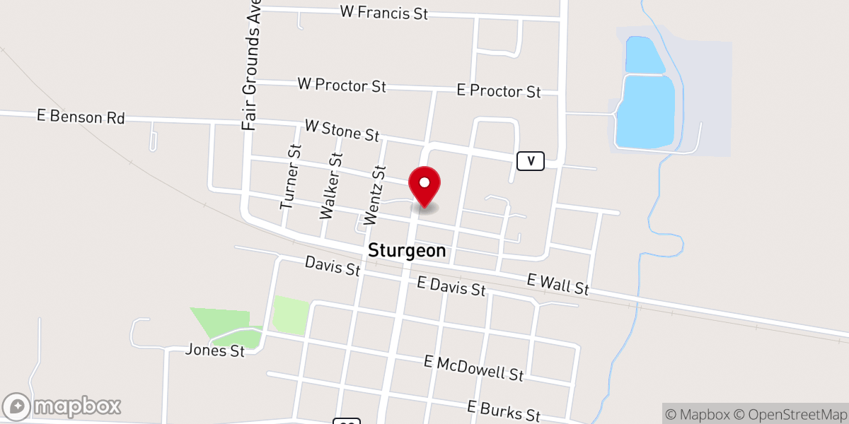 Map showing location of Sturgeon Methodist Church