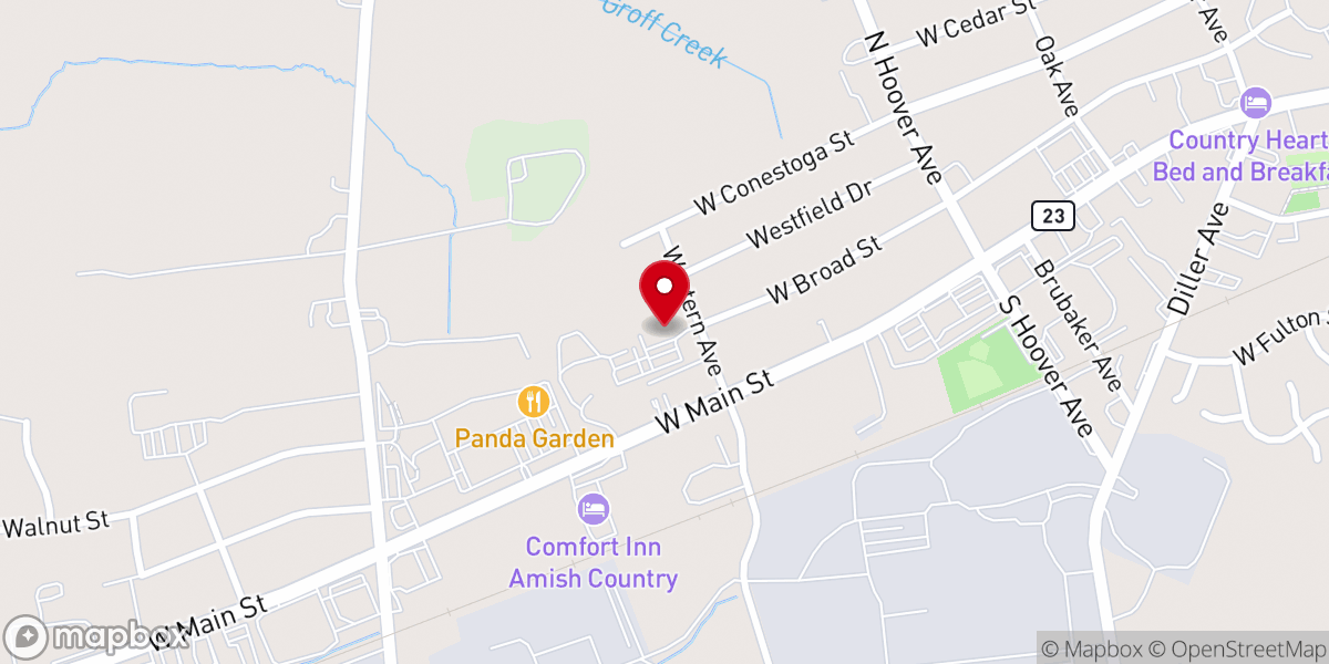 Map showing location of New Holland Mennonite Church