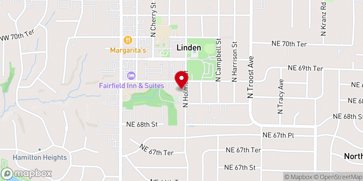 Map showing location of Linden Baptist Church