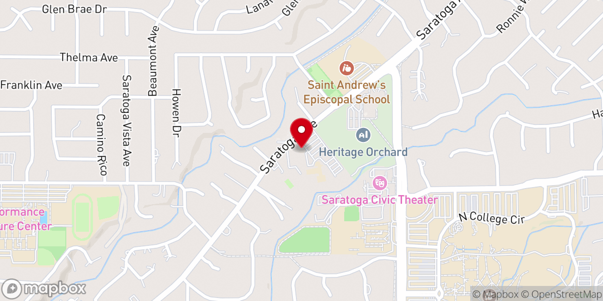 Map showing location of Sacred Heart Catholic Church, Saratoga