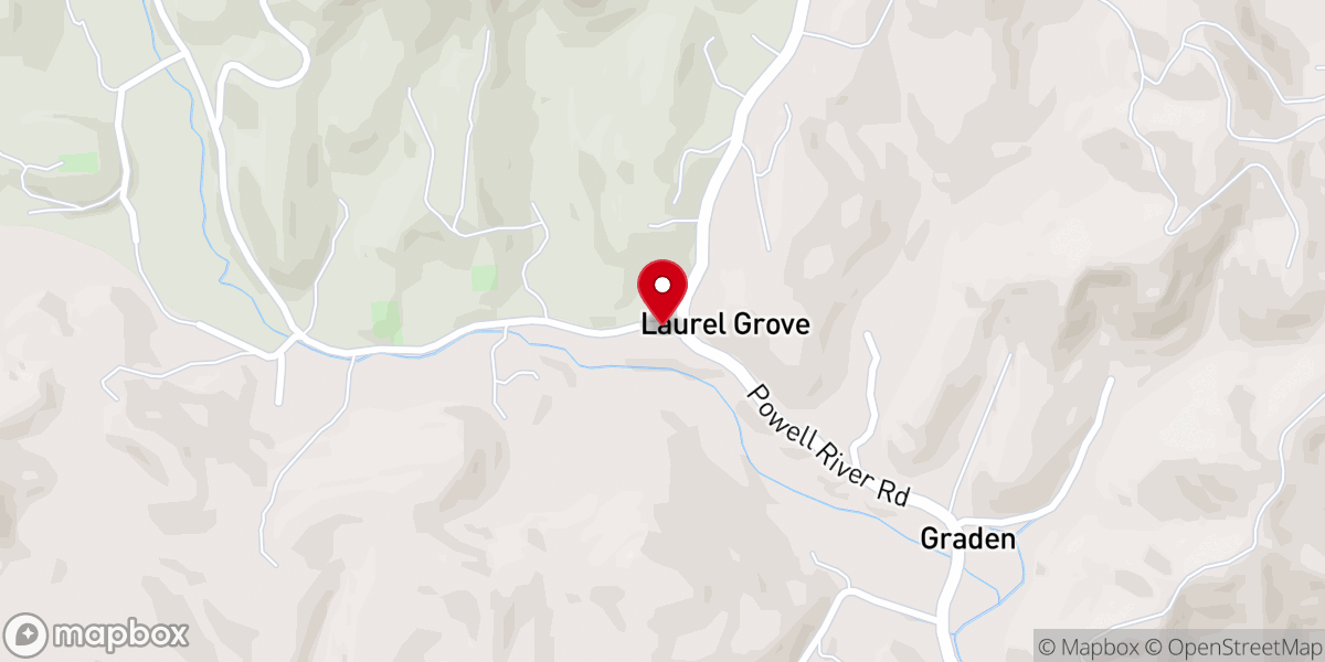Map showing location of Little Stone Gap Primitive Baptist Church