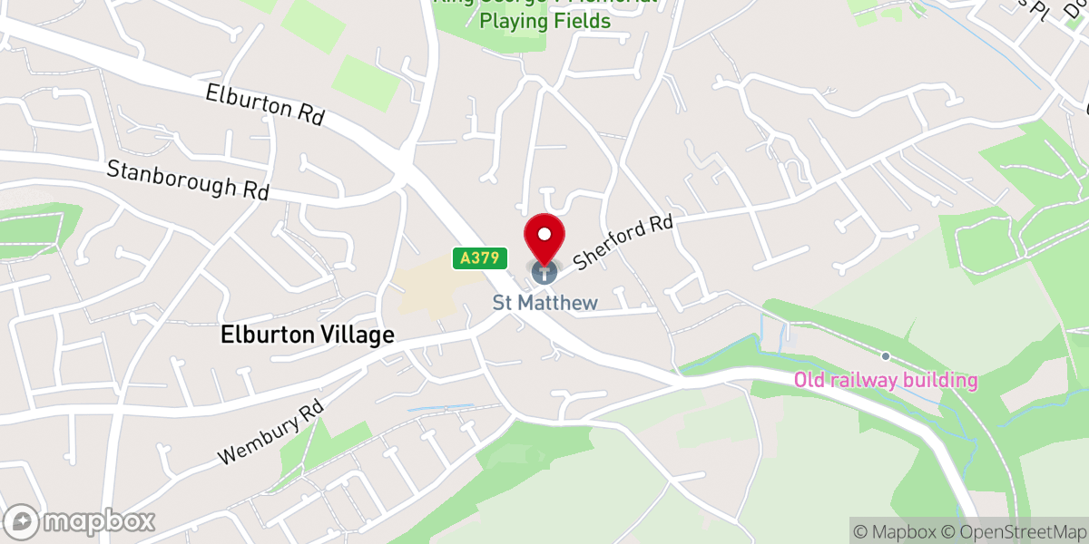 Map showing location of St Matthews Church