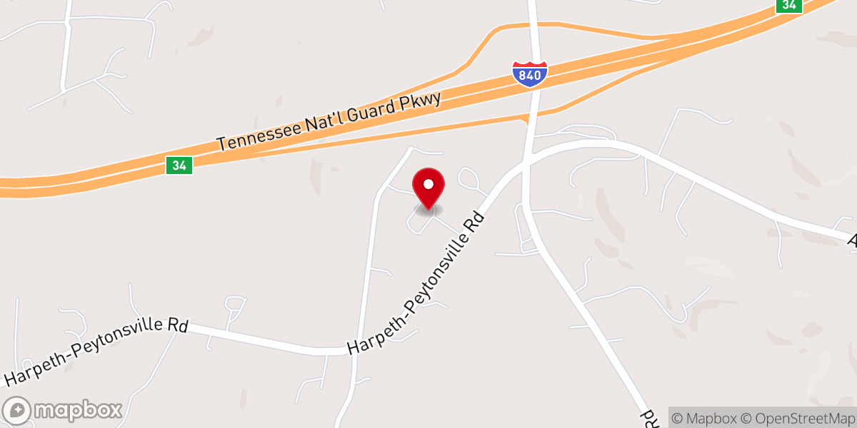 Map showing location of Peytonsville Church