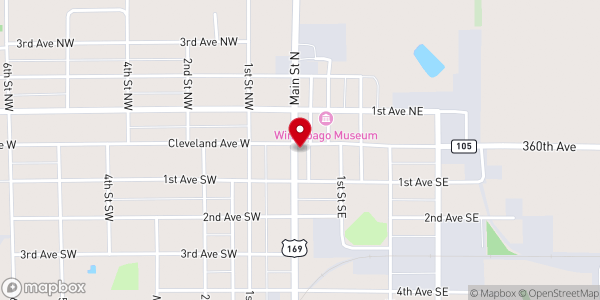 Map showing location of Winnebago Museum