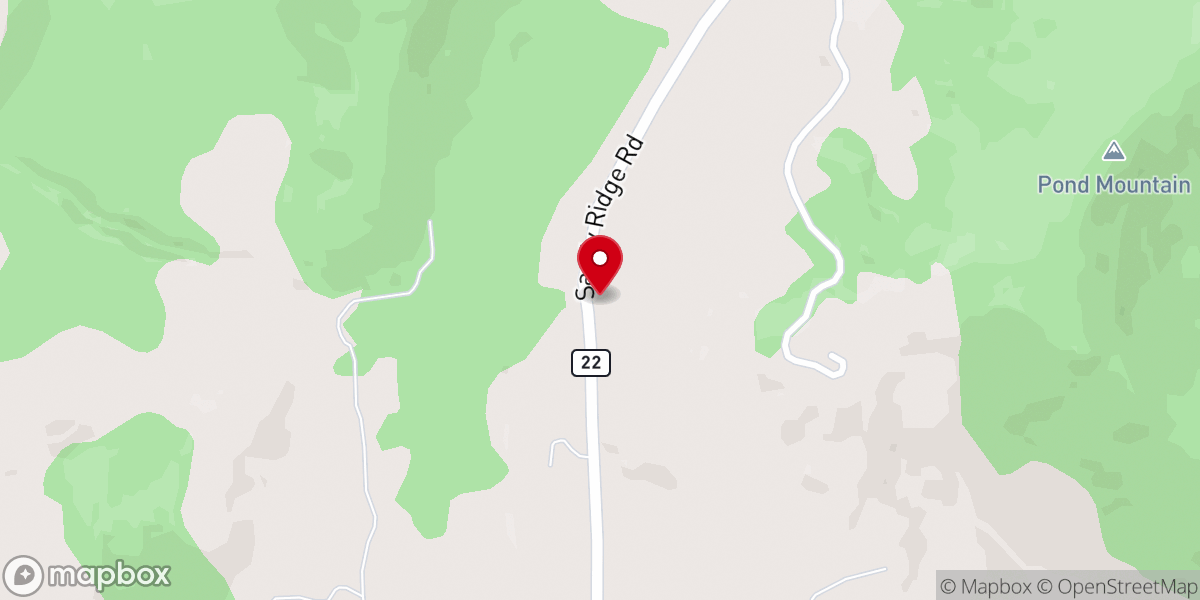Map showing location of Sandy Ridge Church