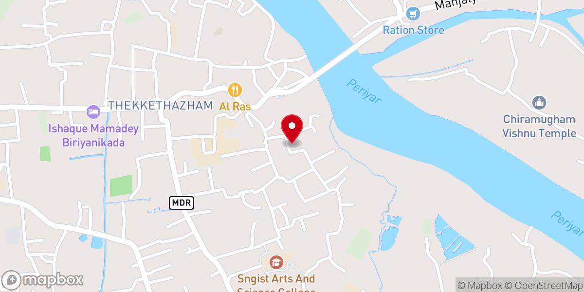 Map showing location of Manjaly St. ALPHONSA CHURCH