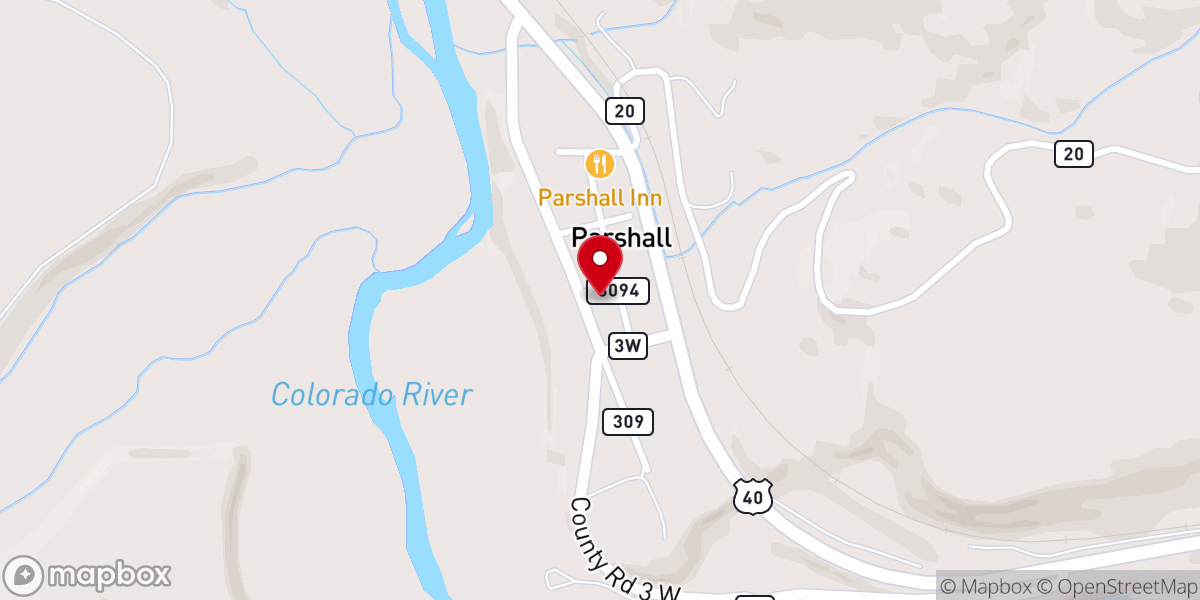 Map showing location of Parshall Bible Chapel