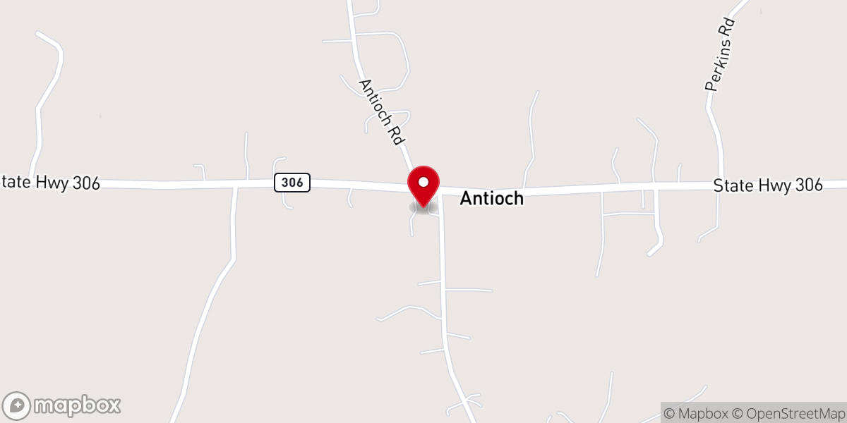 Map showing location of Antioch Church of Christ