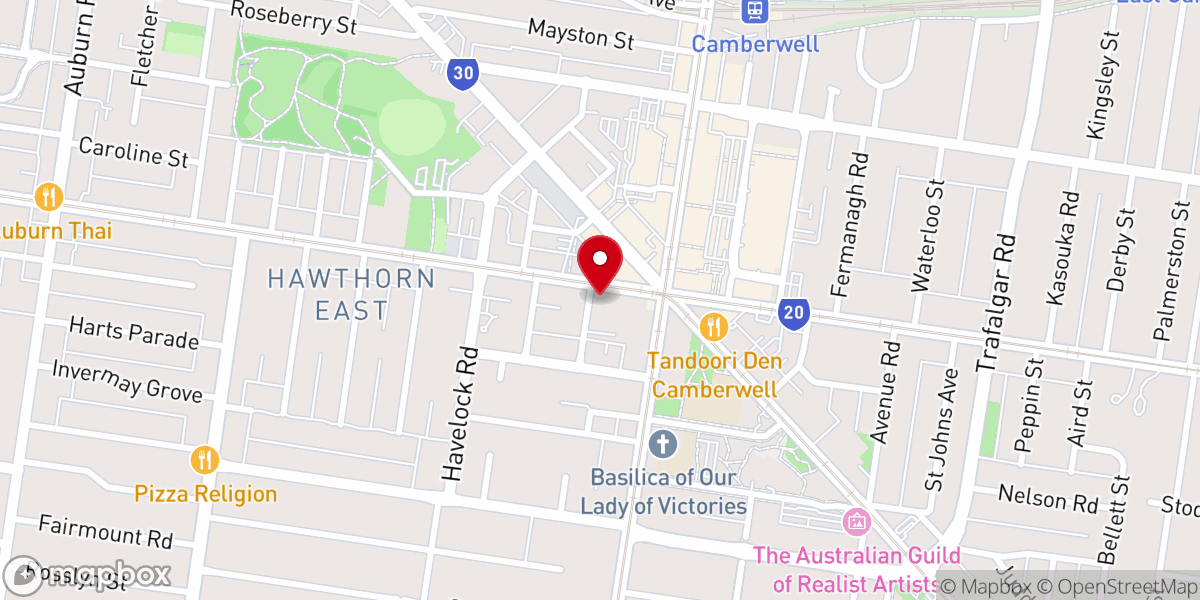 Map showing location of Camberwell Baptist Church