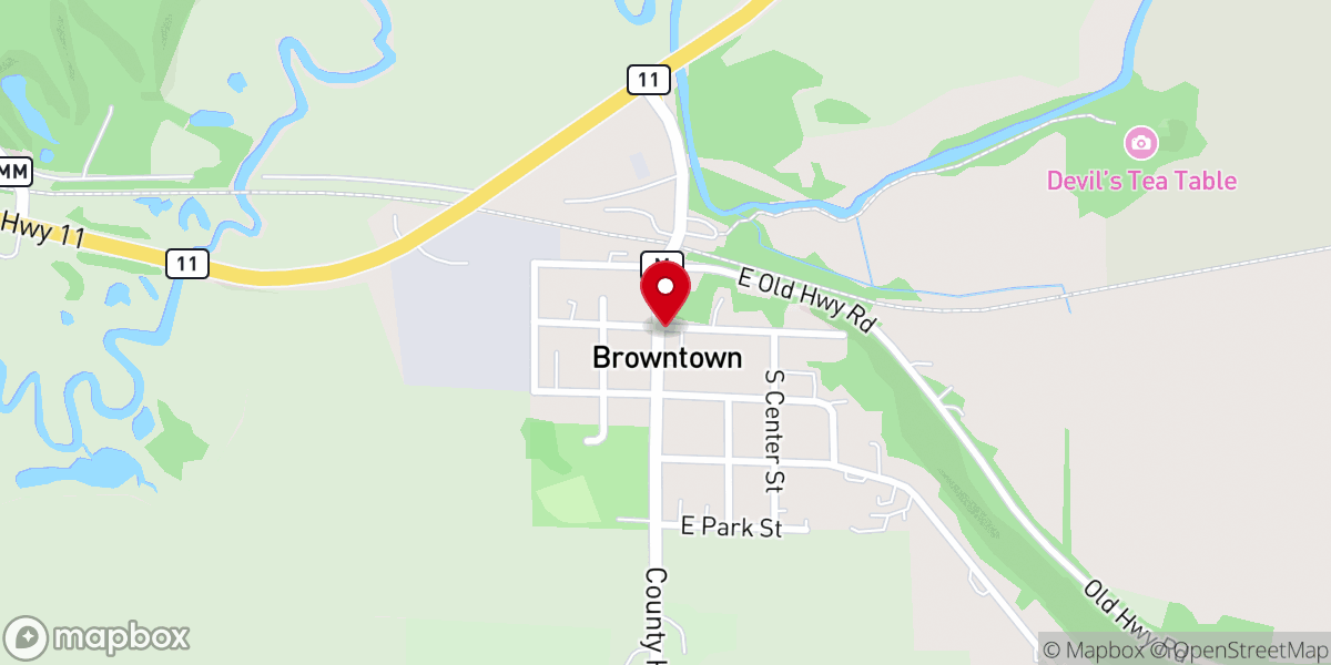 Map showing location of Browntown