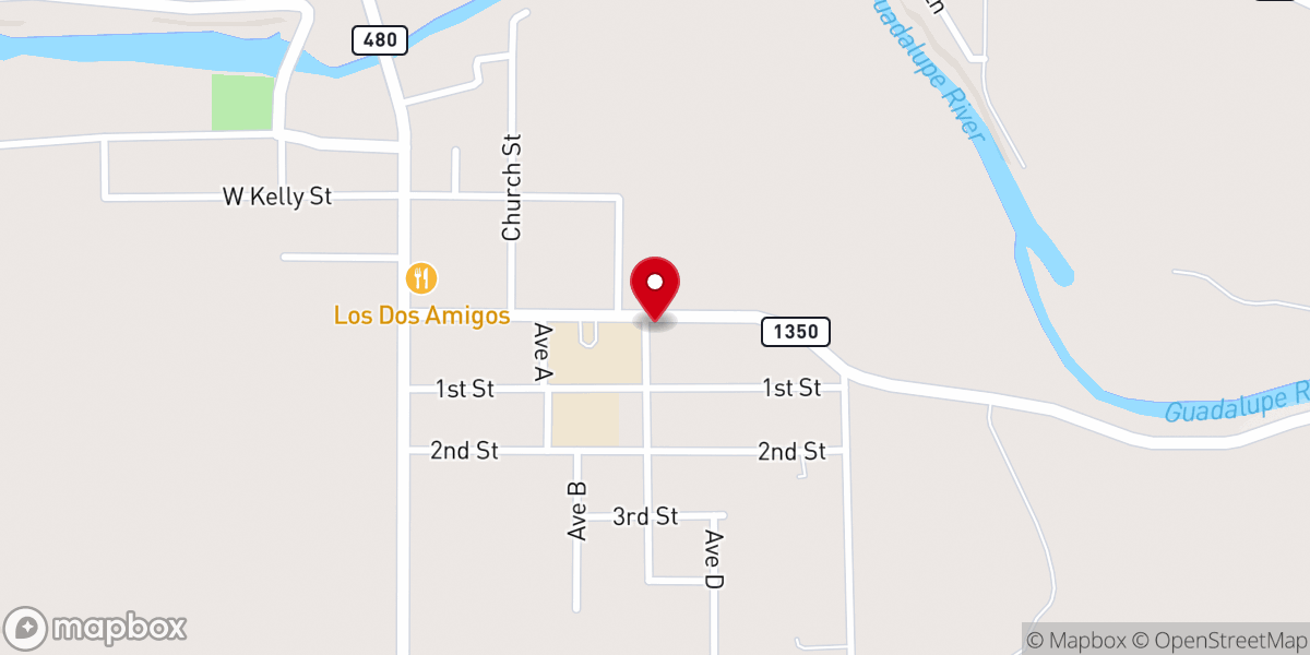 Map showing location of First Baptist Church Center Point