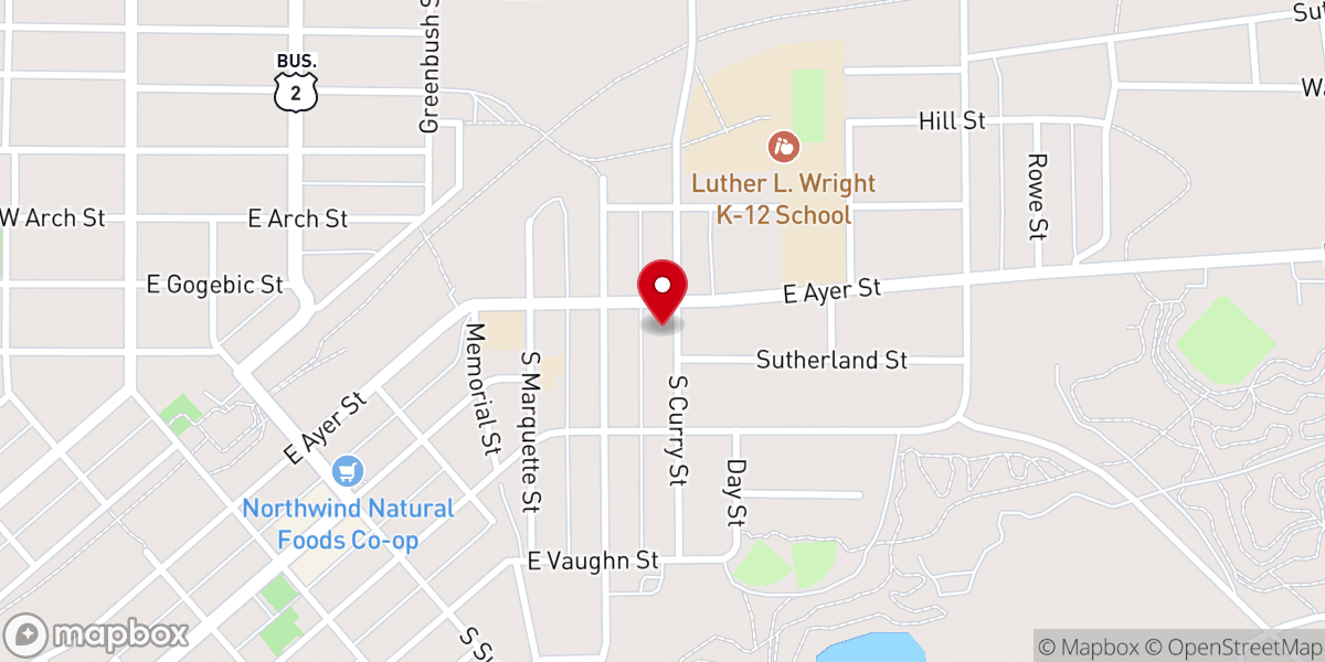 Map showing location of St. Paul Lutheran Church