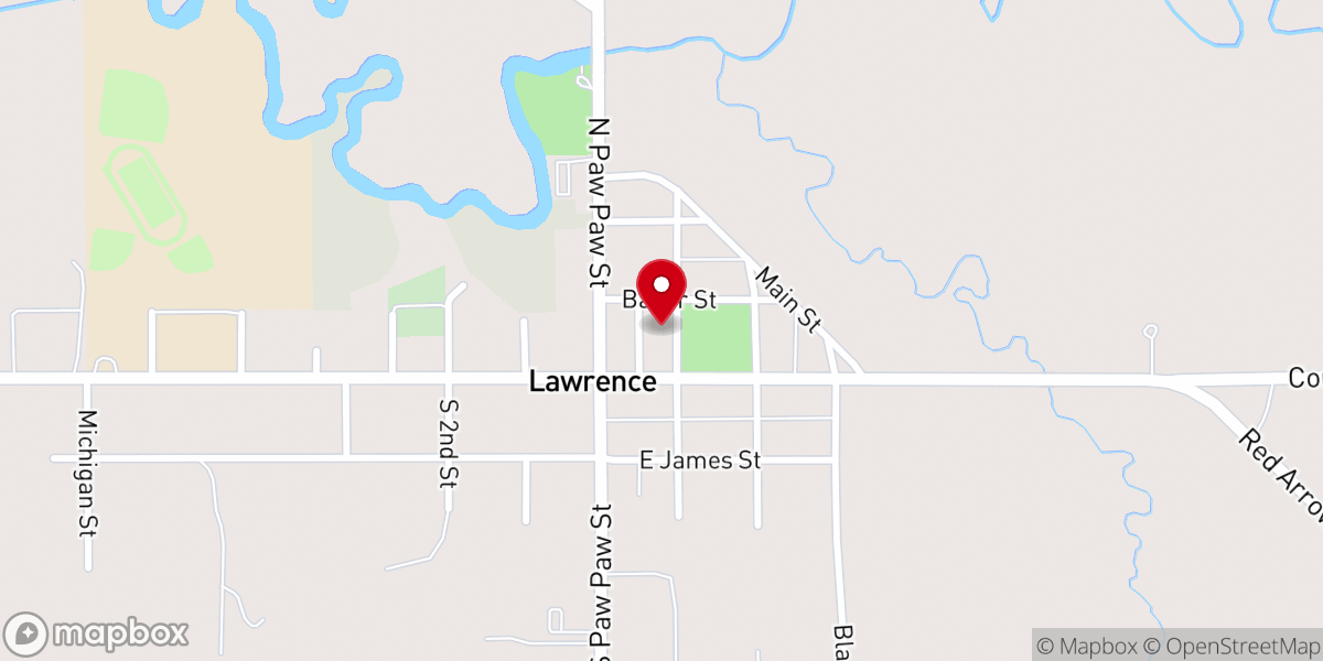 Map showing location of Lawrence Senior Center