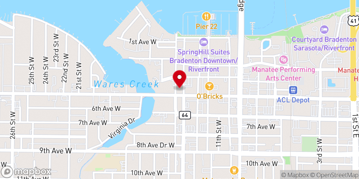 Map showing location of First Presbyterian Church Bradenton