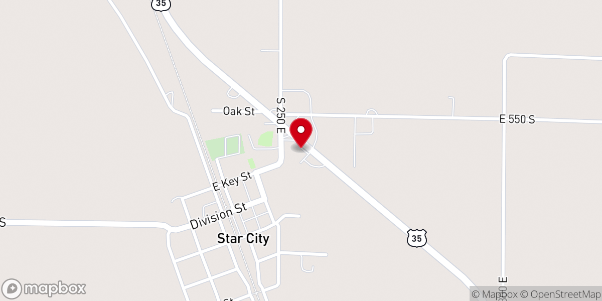 Map showing location of Star City Community Church