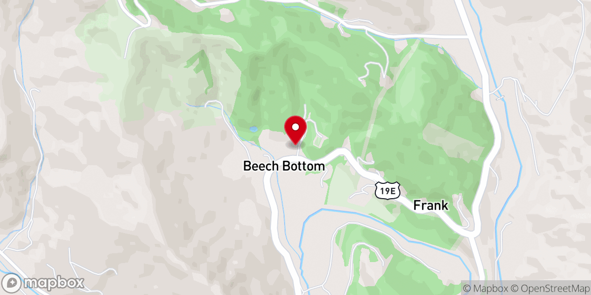 Map showing location of Beech Bottom Mennonite Church