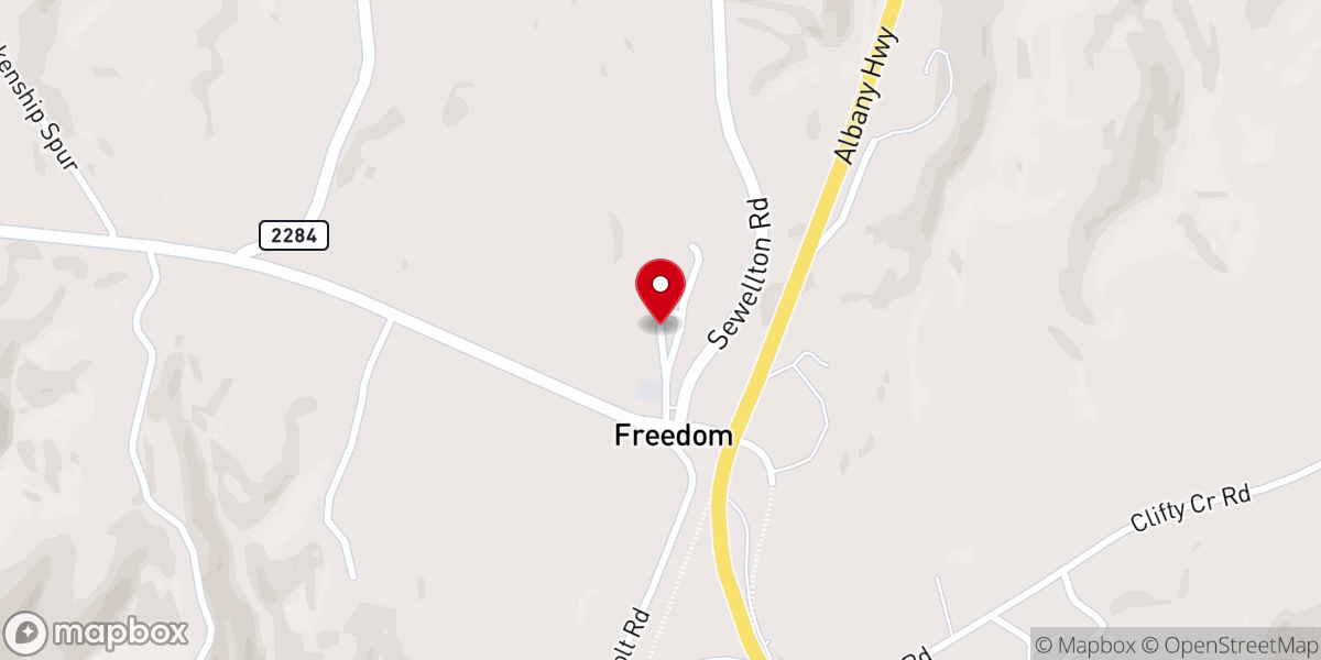 Map showing location of Freedom Christian Church